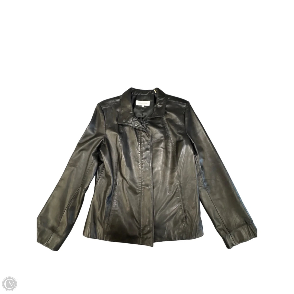 Jacket Leather By Calvin Klein In Black, Size: L