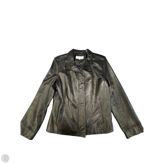 Jacket Leather By Calvin Klein In Black, Size: L