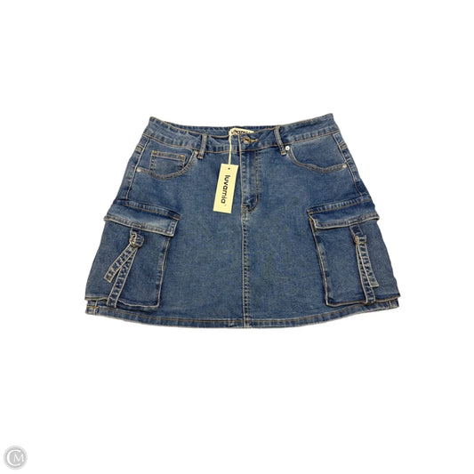 Skirt Mini & Short By Luvamia In Blue Denim, Size: L