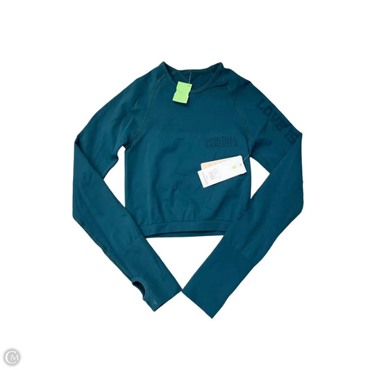 Athletic Top Long Sleeve Crewneck By Spiritual Gangster In Teal, Size: Xs