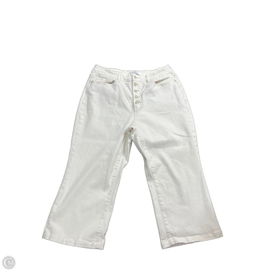 Jeans Cropped By Judy Blue In White Denim, Size: 18