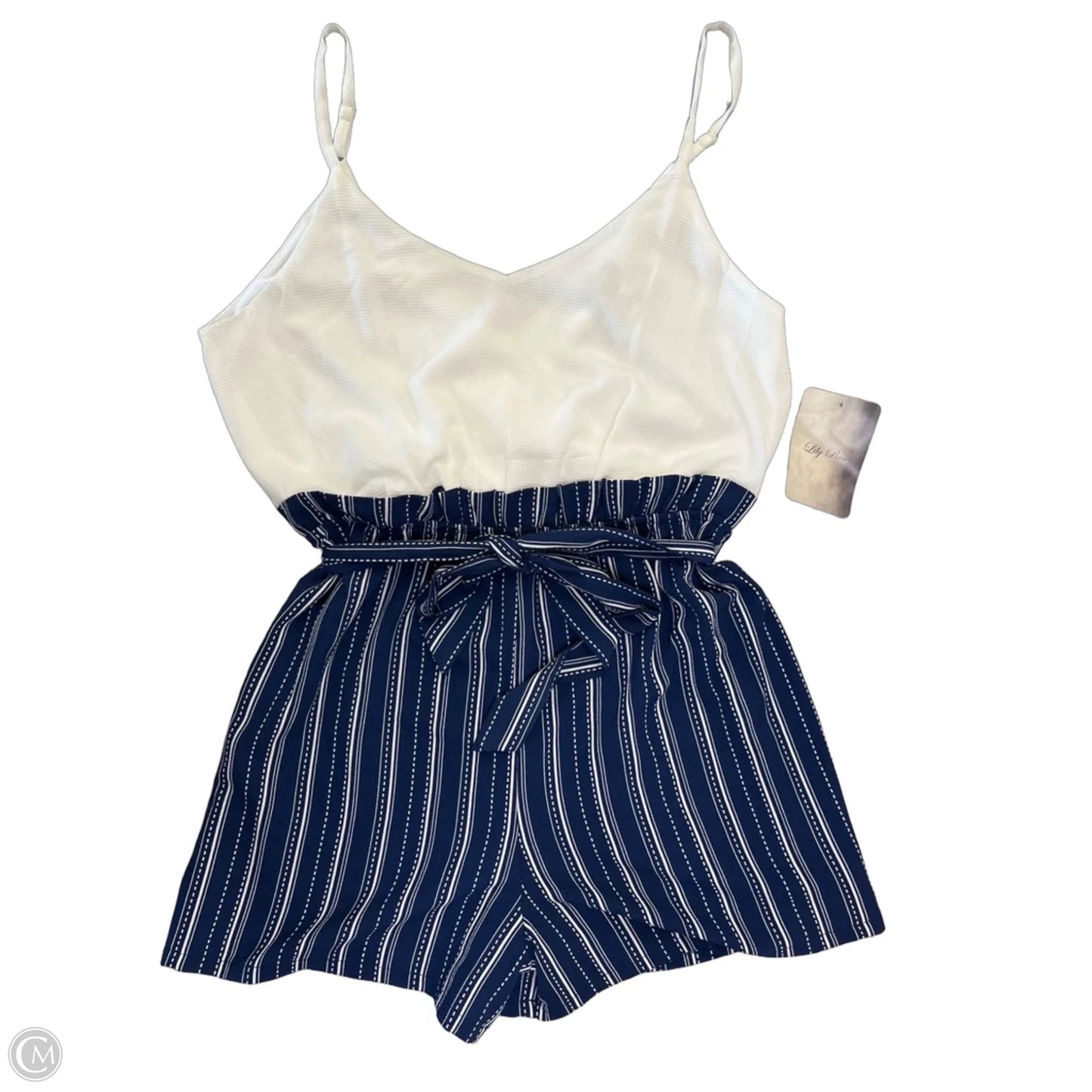 Romper By Lily Rose In Blue & White, Size: Xl