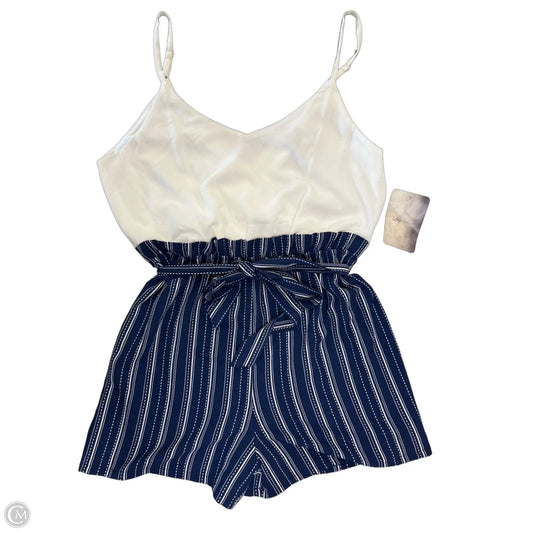 Romper By Lily Rose In Blue & White, Size: Xl