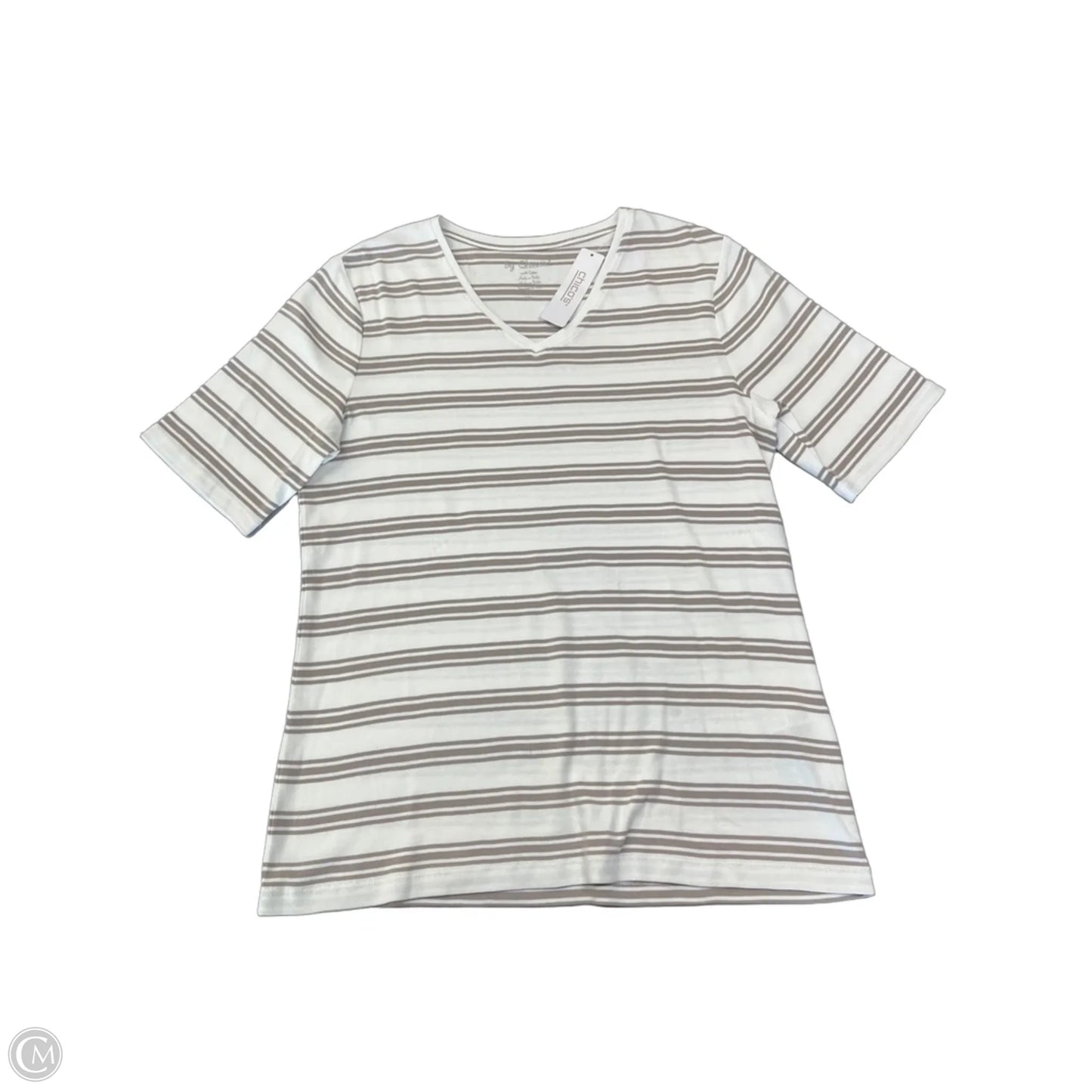 Top Short Sleeve By Chicos In Striped Pattern, Size: L