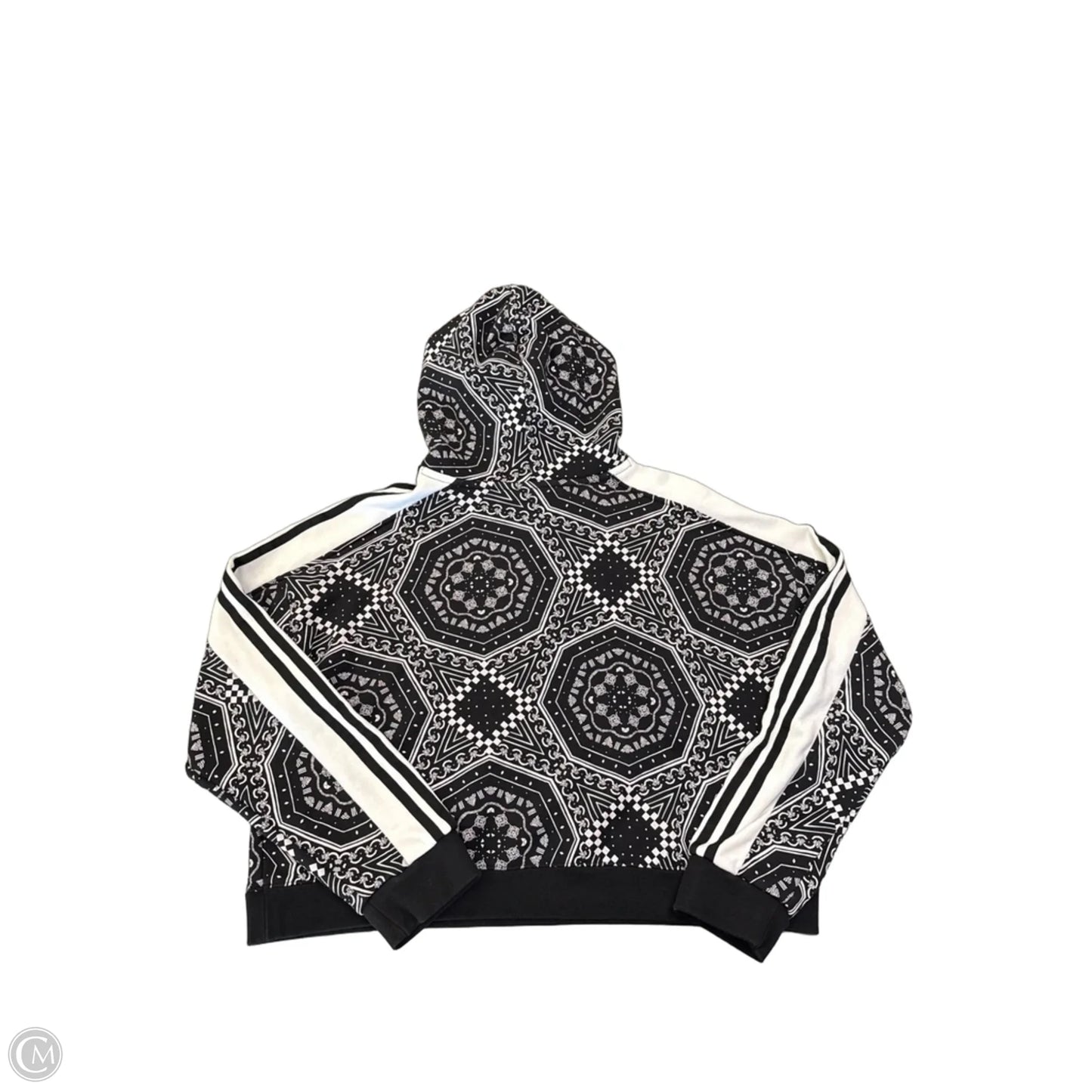 Athletic Sweatshirt Hoodie By Adidas In Black & White, Size: L