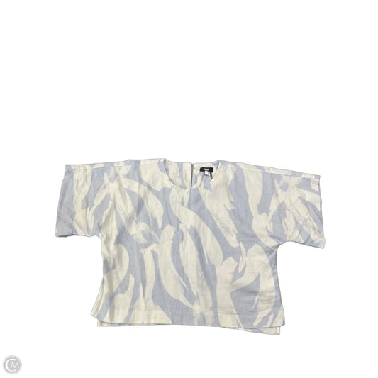 Blouse Short Sleeve By Dkny In Blue & White, Size: M