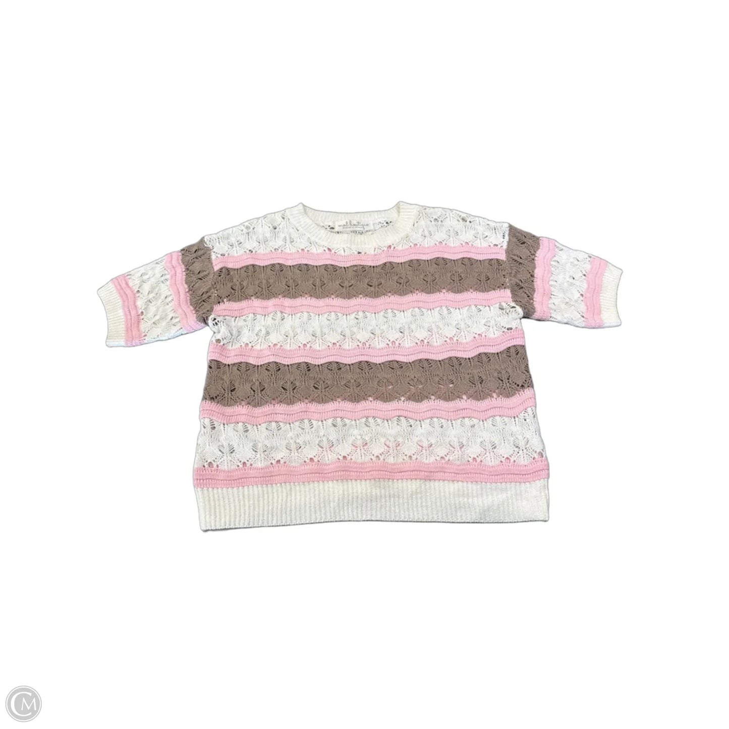 Sweater Short Sleeve By Clothes Mentor In Brown & Cream, Size: S