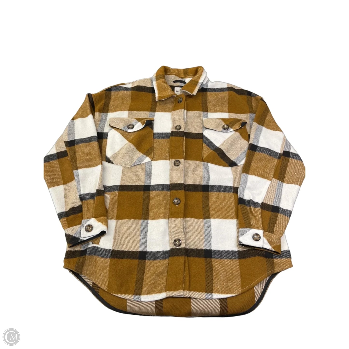 Jacket Shirt By Kensie In Checkered Pattern, Size: S