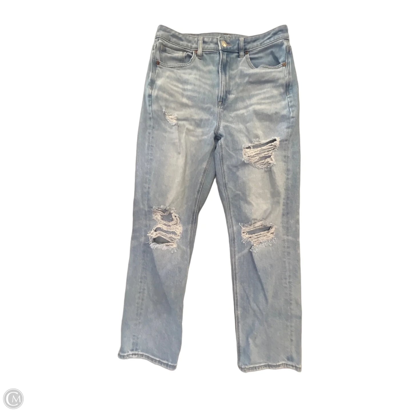 Jeans Straight By American Eagle In Blue Denim, Size: 8