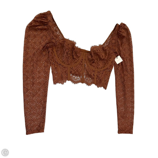 Top Long Sleeve By Anthropologie In Brown, Size: Xl