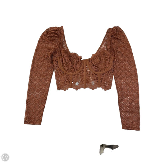 Top Long Sleeve By Anthropologie In Brown, Size: Xl