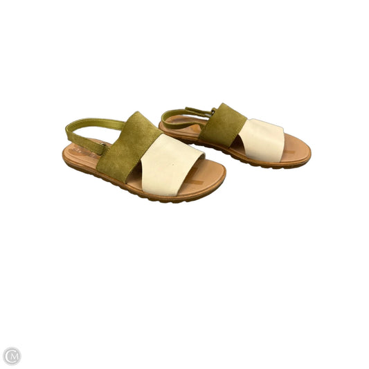 Sandals Flats By Sorel In Green & White, Size: 6.5