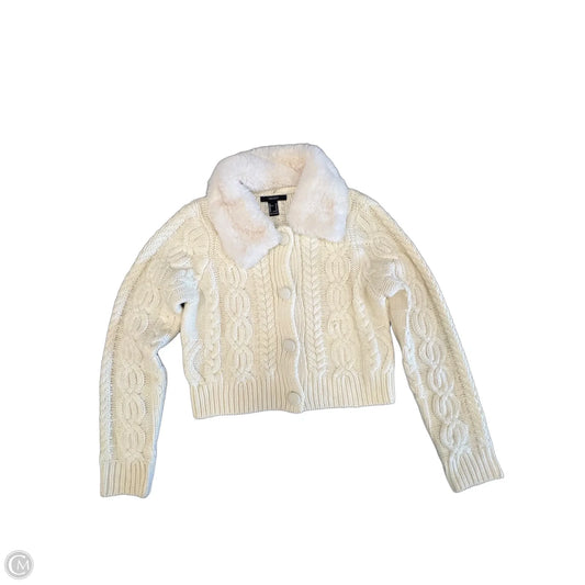 Sweater Cardigan By Forever 21 In Cream, Size: M