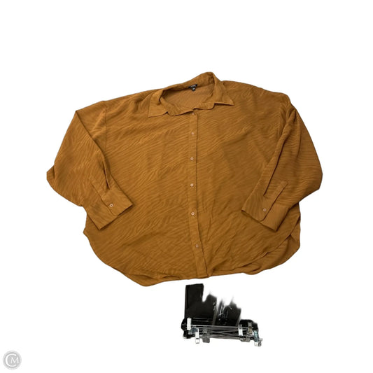 Blouse Long Sleeve By Express In Brown, Size: Xl