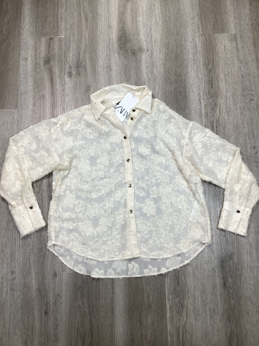 Blouse Long Sleeve By Zara In Cream, Size: M