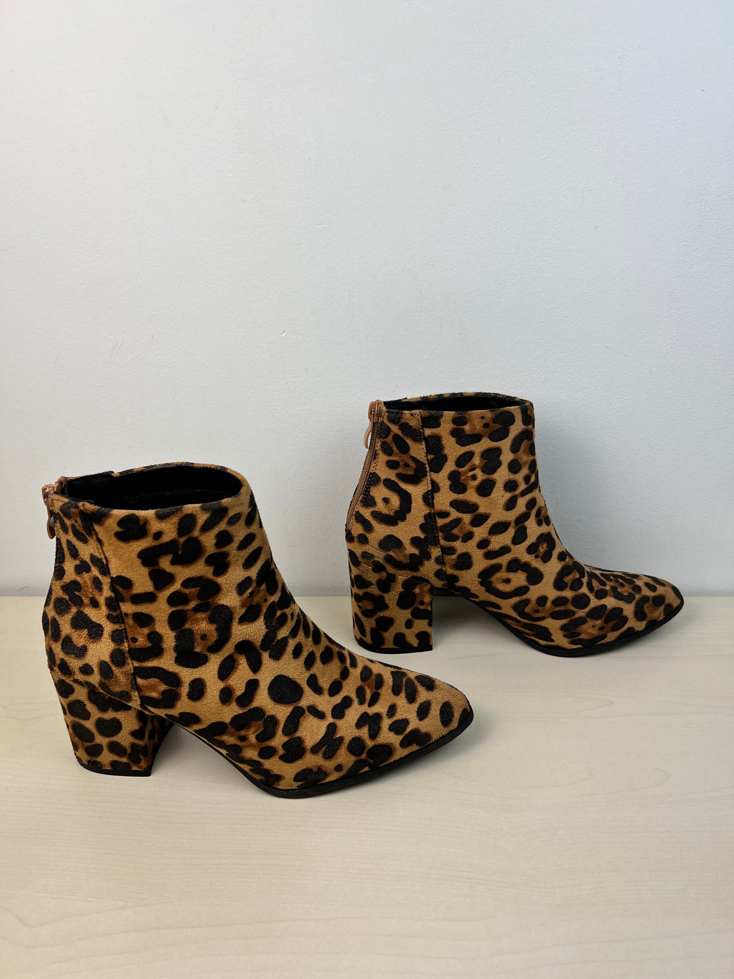 Boots Ankle Heels By Top Moda In Animal Print, Size: 8