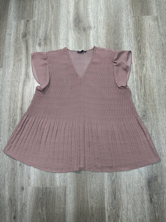 Top Short Sleeve By Adrianna Papell In Mauve, Size: L