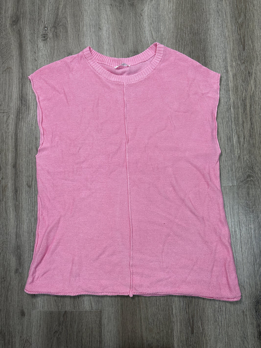 Vest Sweater By Clothes Mentor In Pink, Size: L