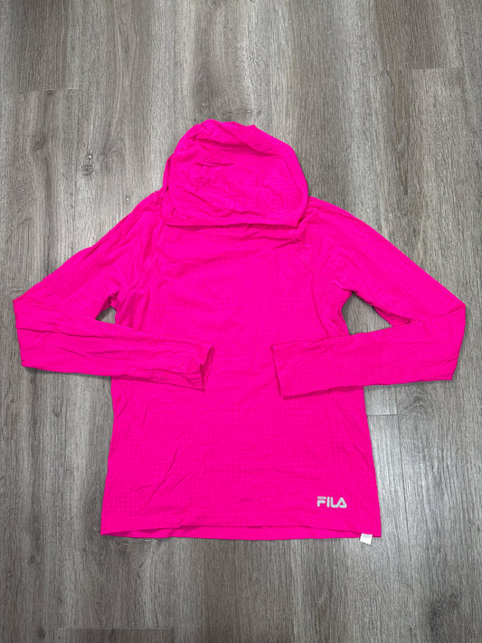 Athletic Top Long Sleeve Hoodie By Fila In Pink, Size: L