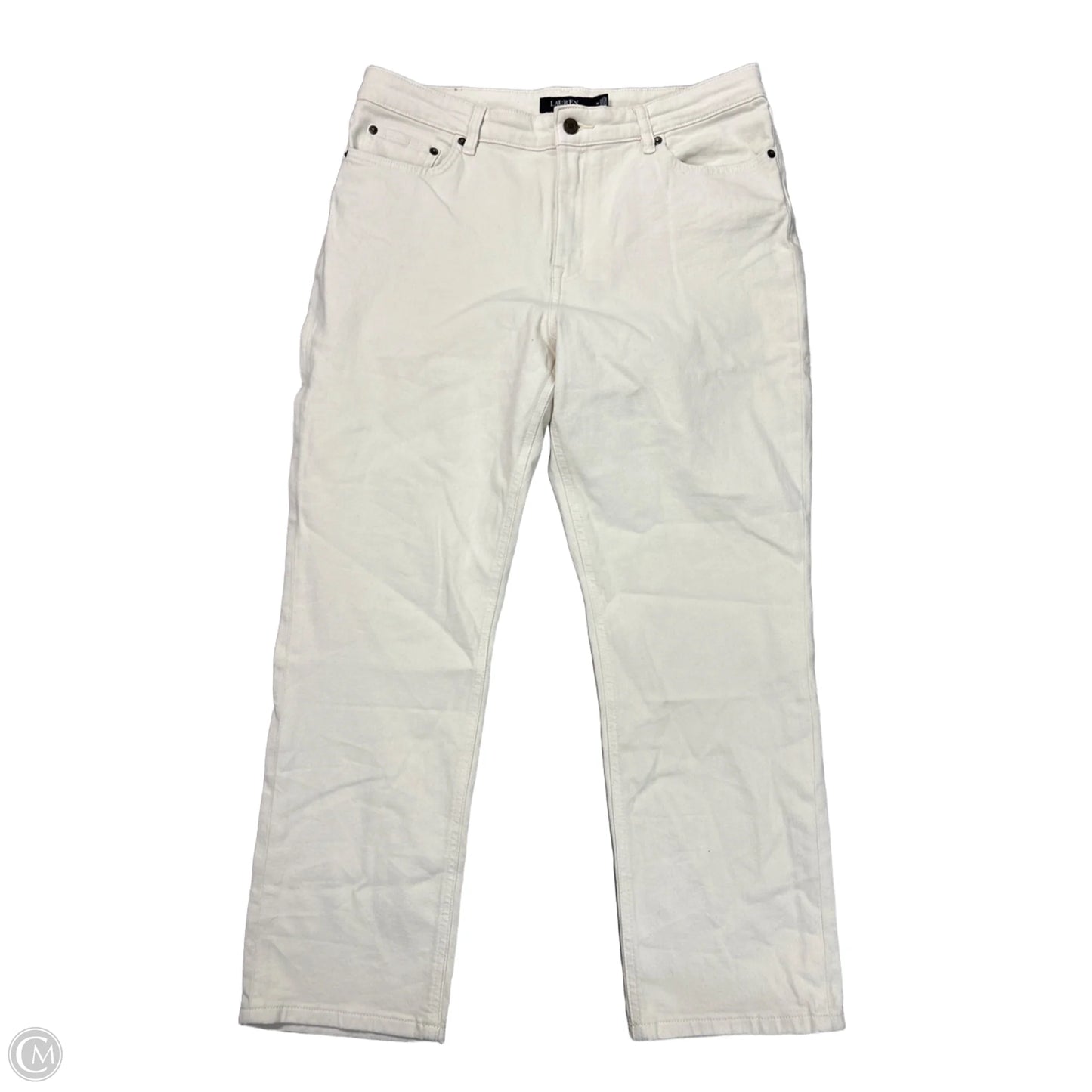 Jeans Straight By Ralph Lauren Black Label In Cream Denim, Size: 14
