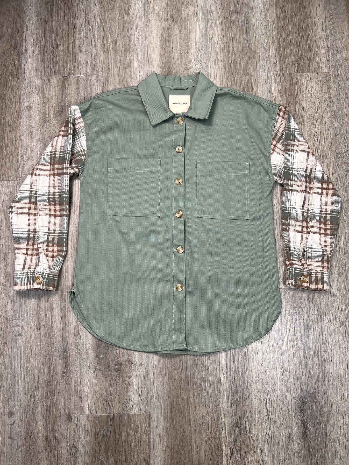 Jacket Shirt By Thread And Supply In Green, Size: M