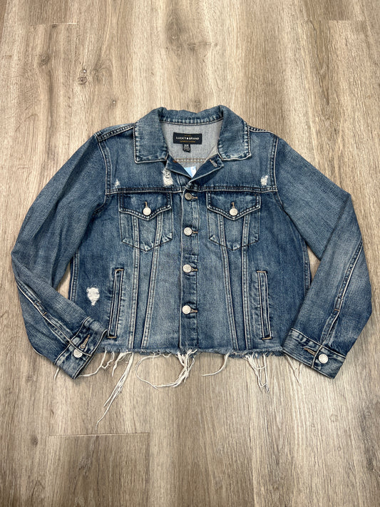 Jacket Denim By Lucky Brand In Blue Denim, Size: M