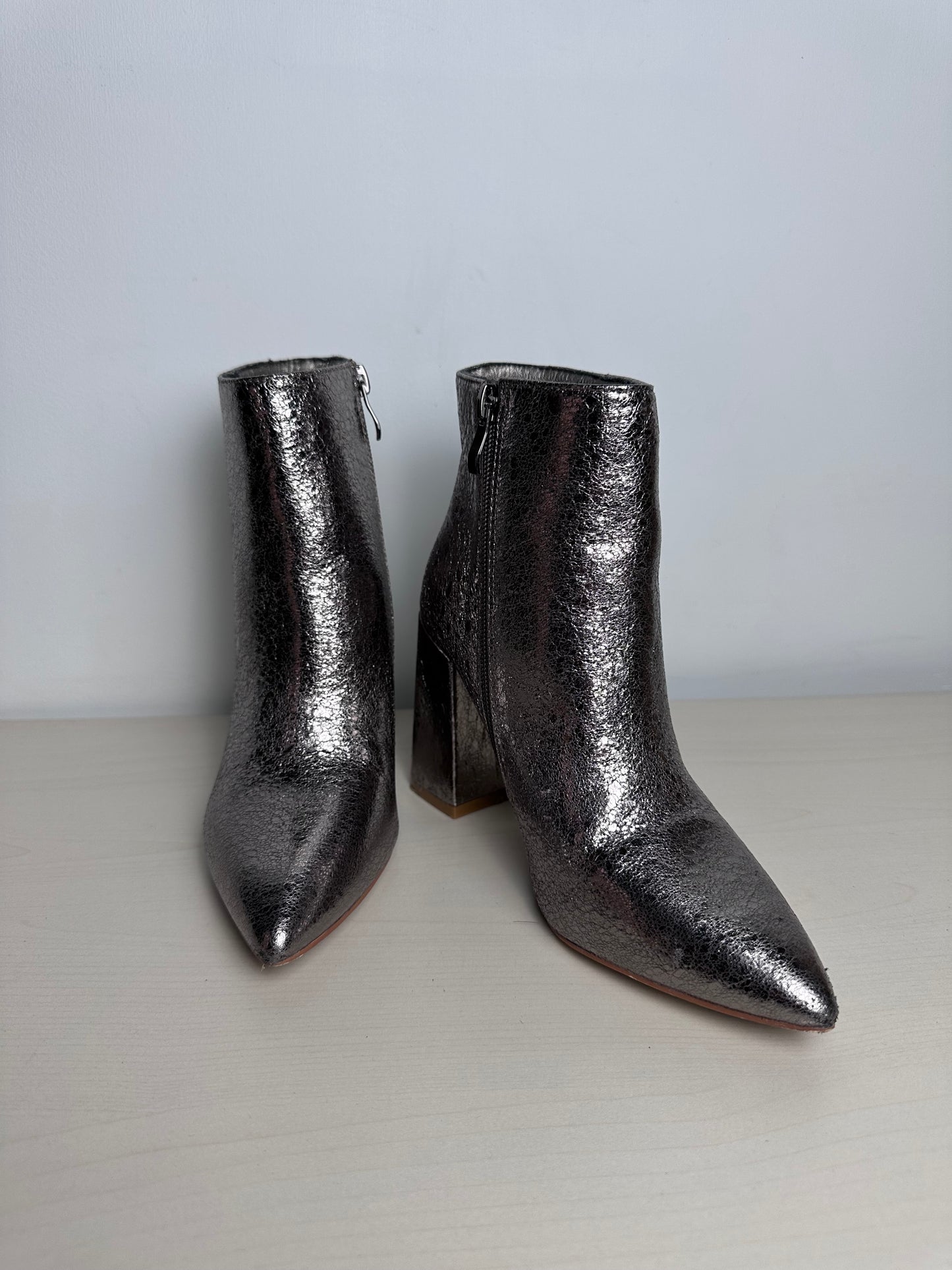 Boots Ankle Heels By Shu Shop In Silver, Size: 6.5