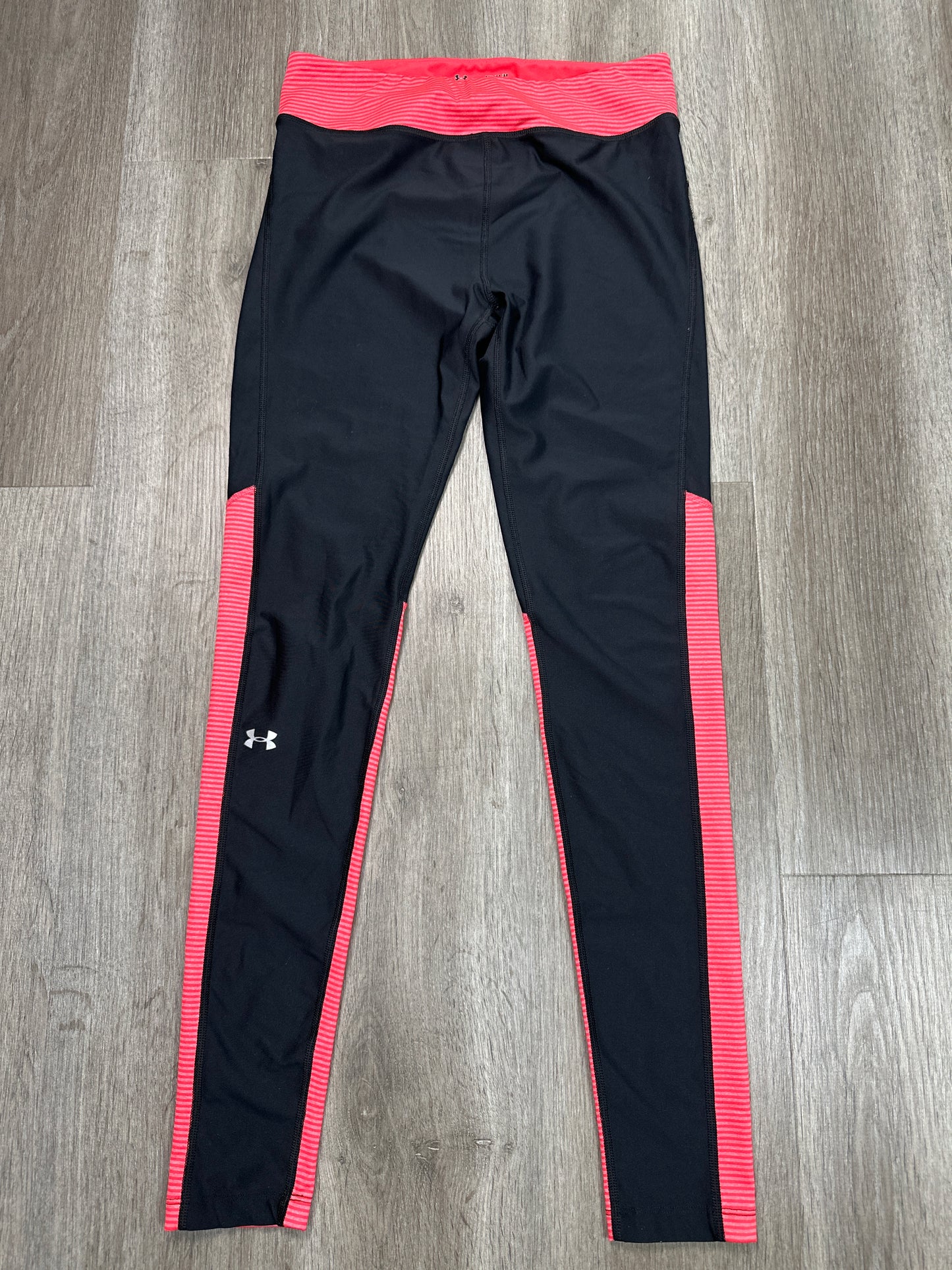 Athletic Leggings By Under Armour In Black & Orange, Size: M