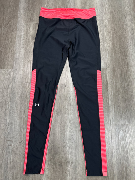 Athletic Leggings By Under Armour In Black & Orange, Size: M