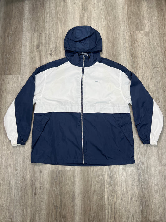 Athletic Jacket By Tommy Hilfiger In Blue & White, Size: S