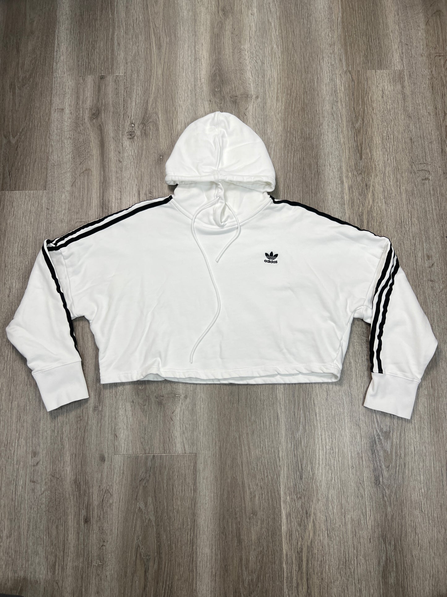 Athletic Sweatshirt Hoodie By Adidas In White, Size: S