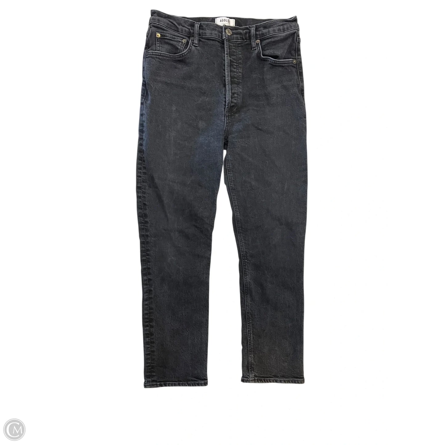 Jeans Straight By Agolde In Black Denim, Size: 10