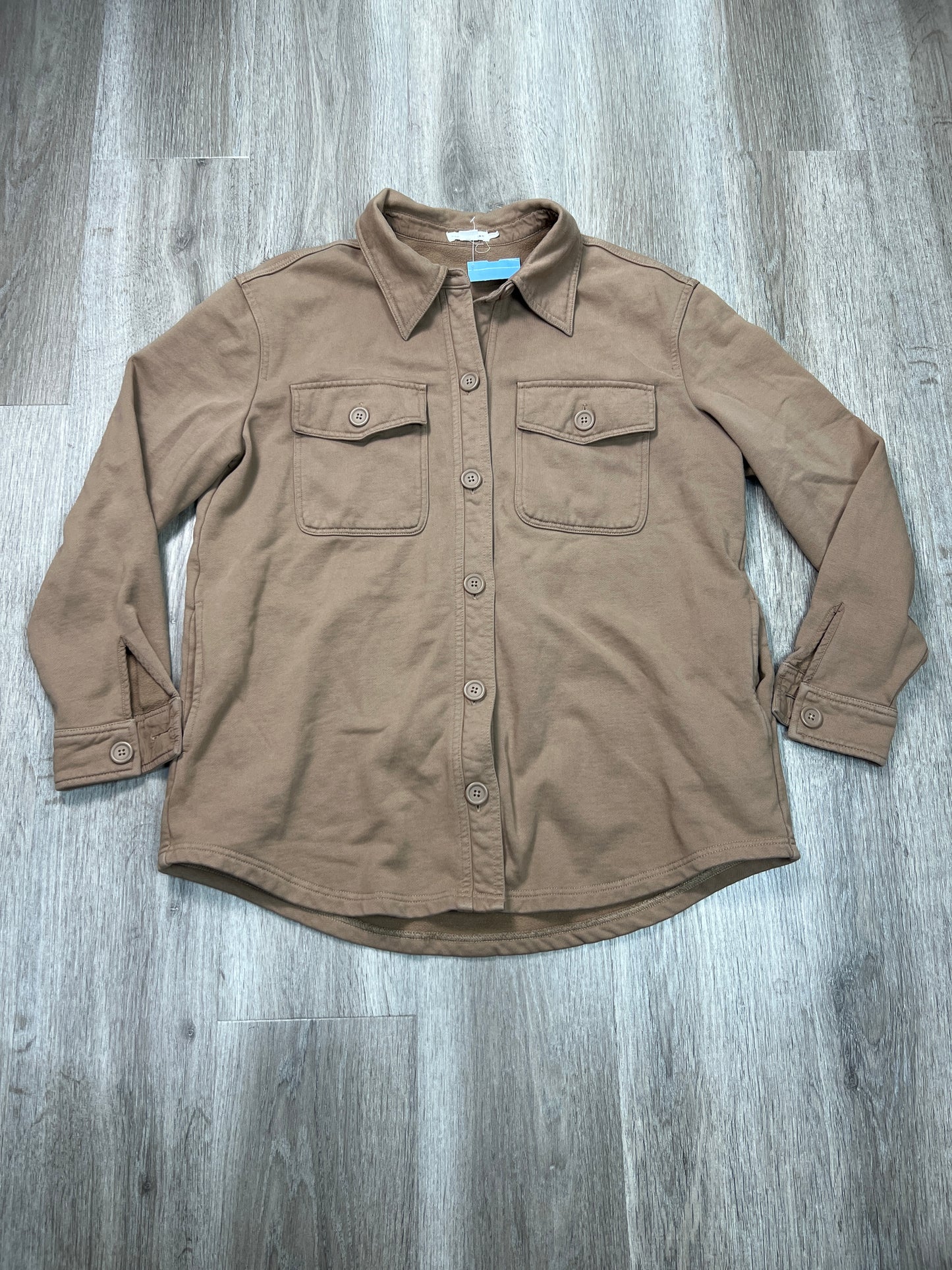 Jacket Shirt By Good American In Brown, Size: S