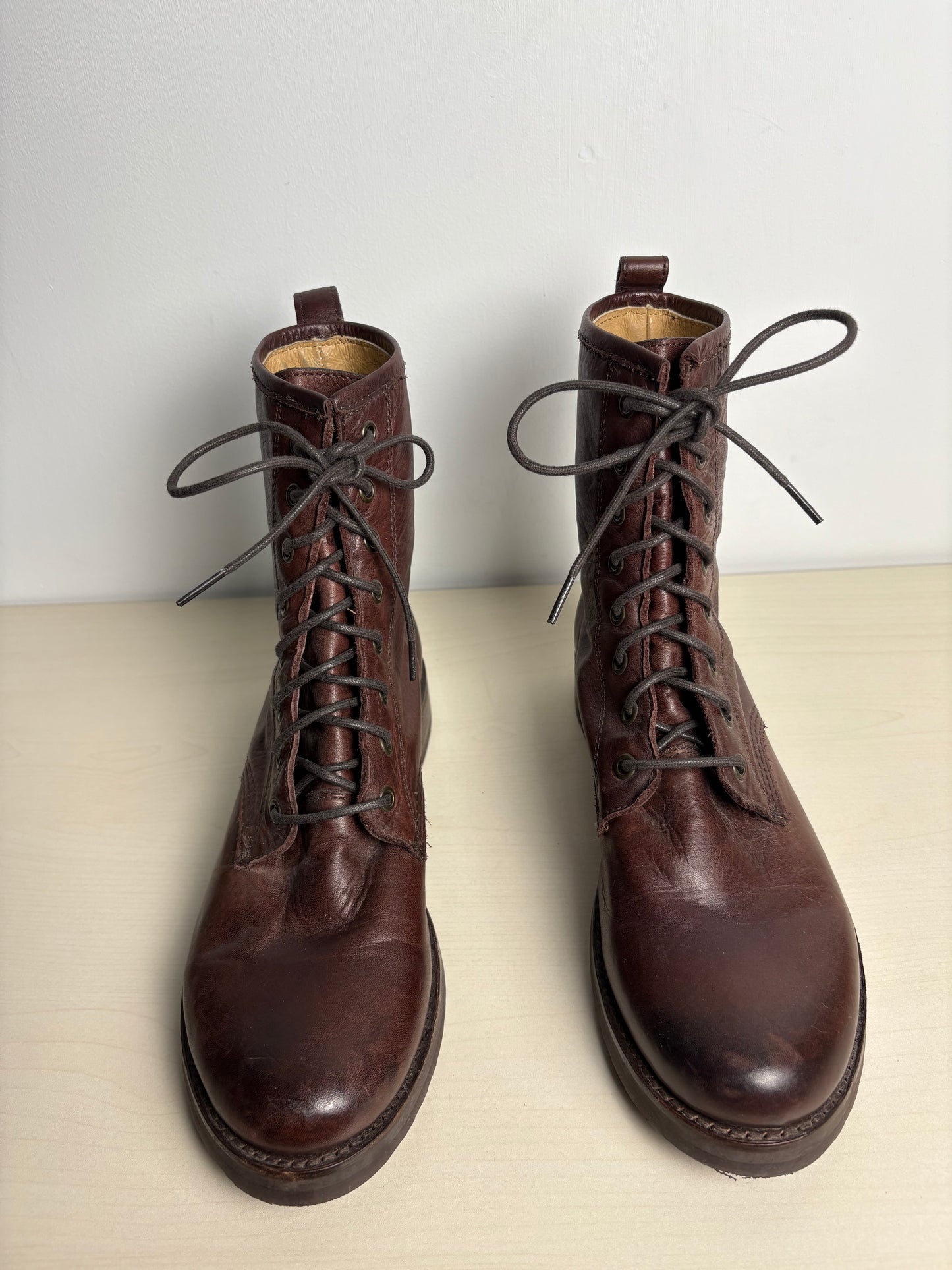 Boots Leather By Frye In Brown, Size: 9.5