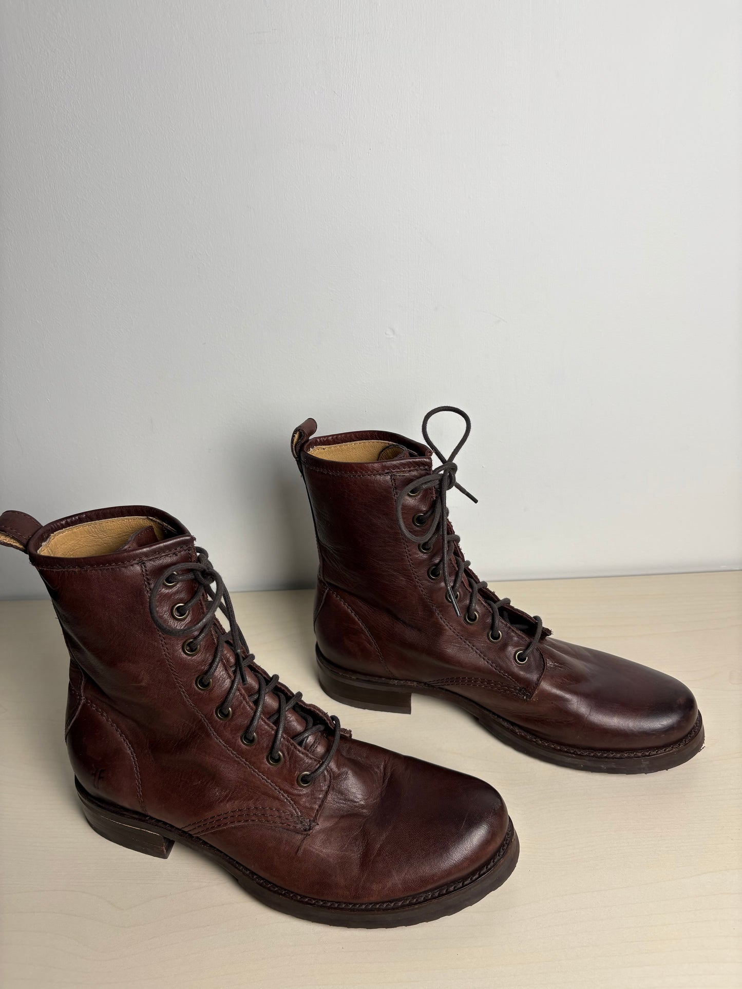 Boots Leather By Frye In Brown, Size: 9.5