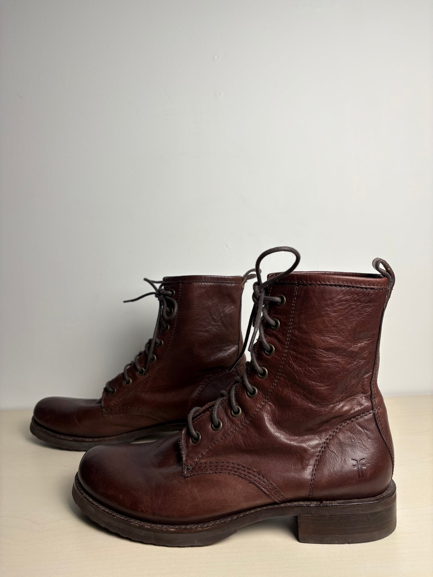 Boots Leather By Frye In Brown, Size: 9.5