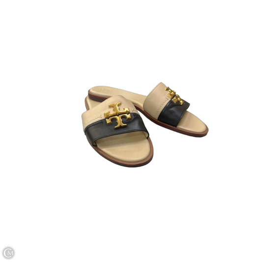 Sandals Designer By Tory Burch In Black & Tan, Size: 9