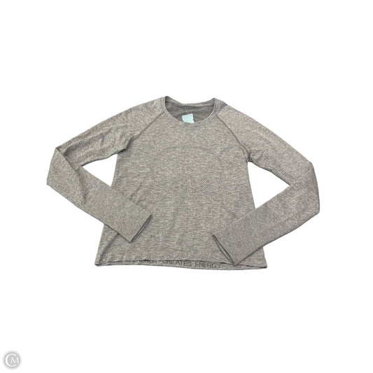 Athletic Top Long Sleeve Collar By Lululemon In Grey, Size: S