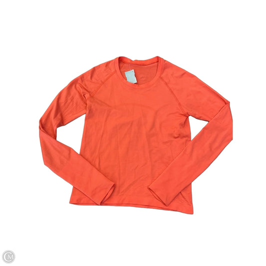 Athletic Top Long Sleeve Collar By Lululemon In Orange, Size: S