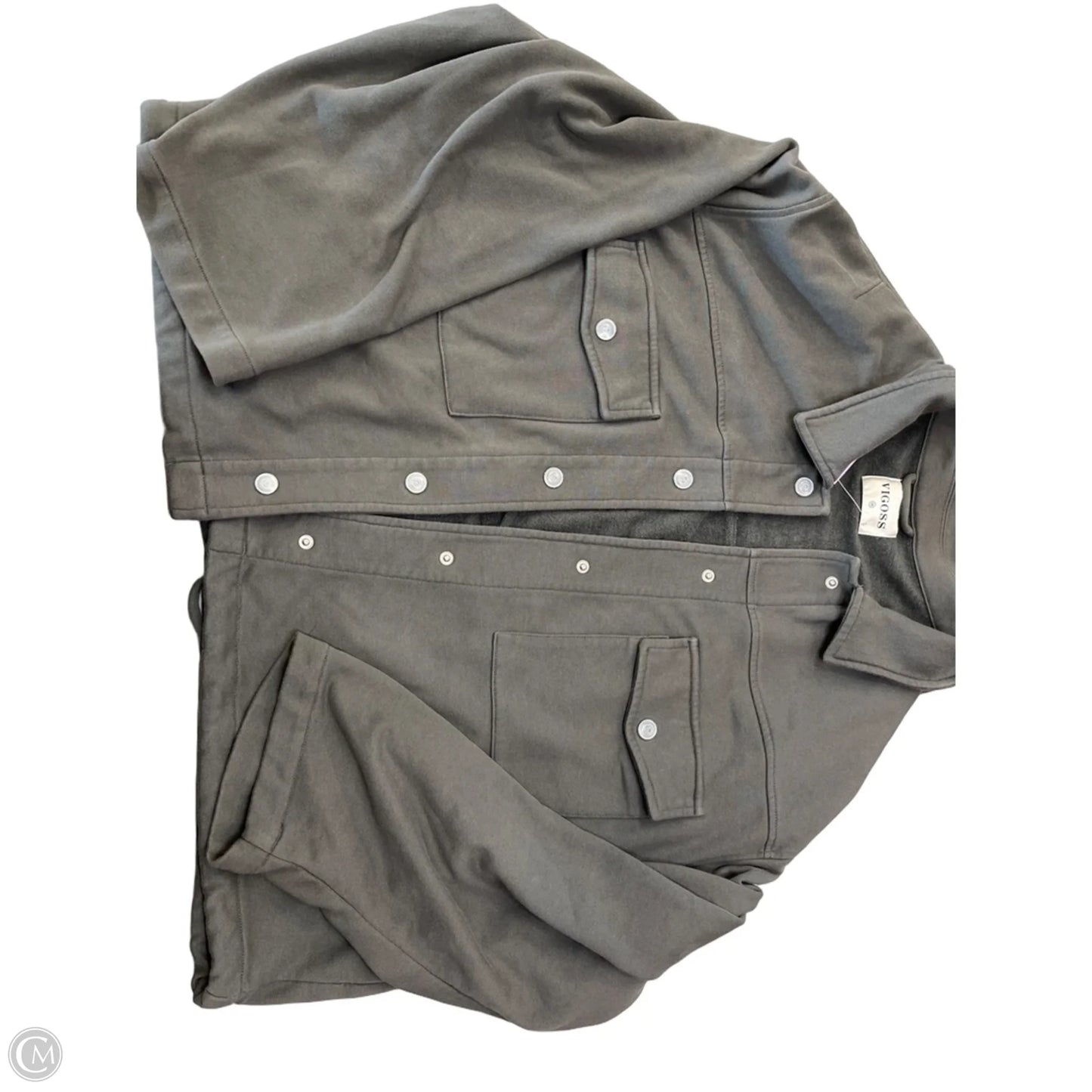 Jacket Shirt By Vigoss In Grey, Size: 2x