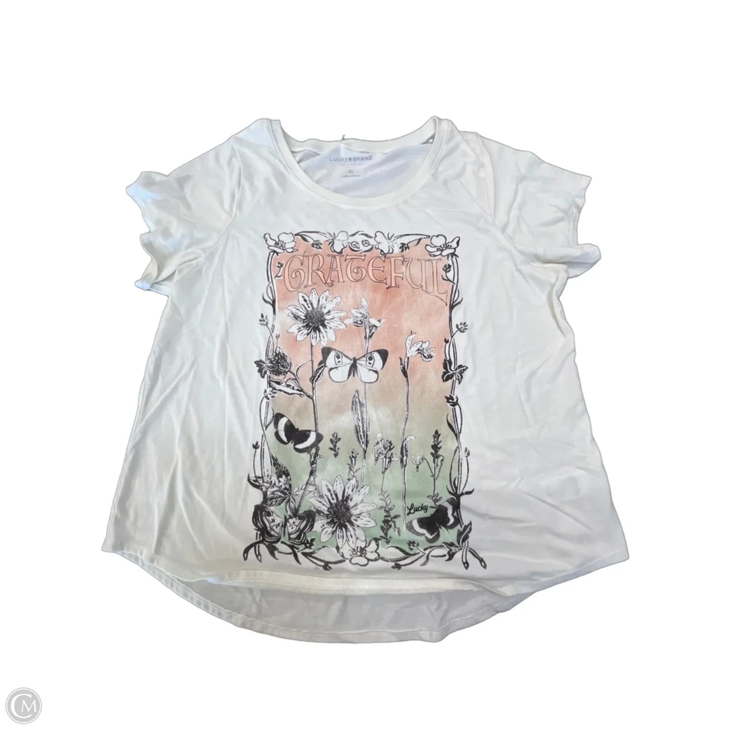 Top Short Sleeve By Lucky Brand In White, Size: Xl