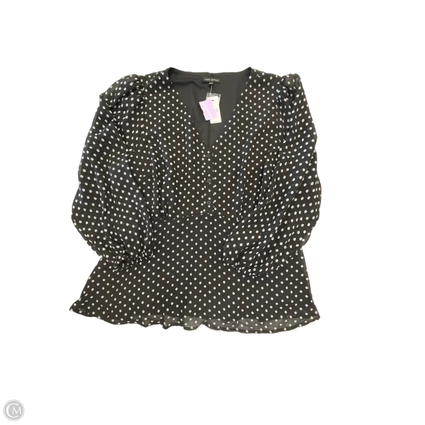 Blouse Long Sleeve By Lane Bryant In Polkadot Pattern, Size: 2x