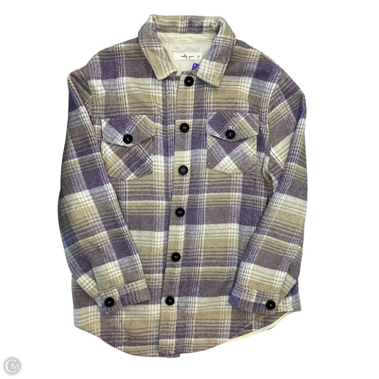 Jacket Shirt By Cmc In Purple & Tan, Size: L