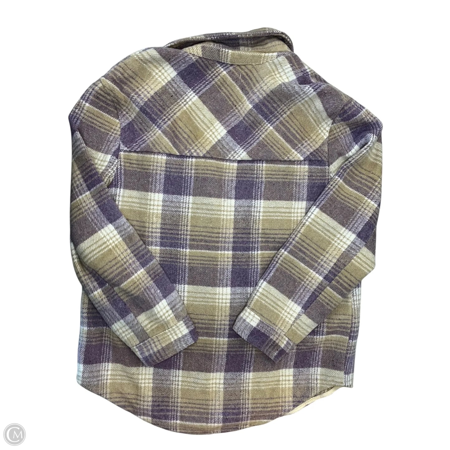 Jacket Shirt By Cmc In Purple & Tan, Size: L
