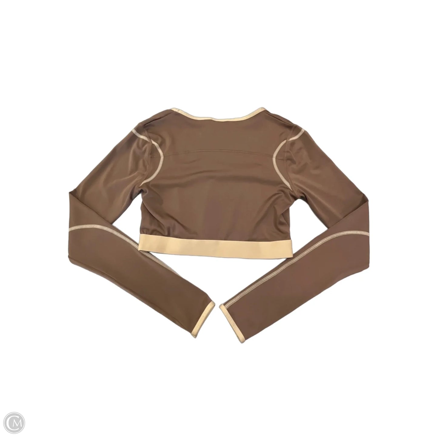 Athletic Top Long Sleeve Collar By Gym Shark In Brown, Size: S