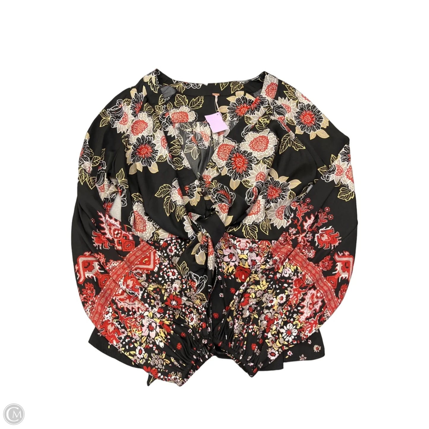 Blouse Long Sleeve By Free People In Floral Print, Size: L