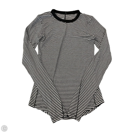 Athletic Top Long Sleeve Collar By Lululemon In Striped Pattern, Size: S