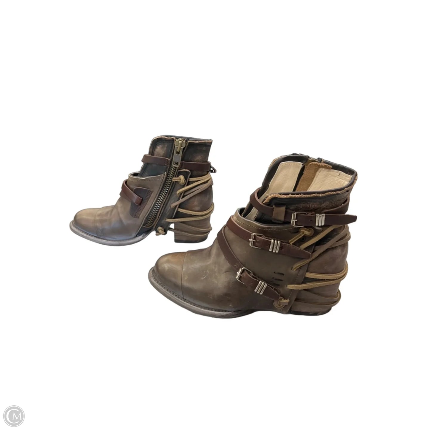 Boots Ankle Heels By Freebird In Brown, Size: 7