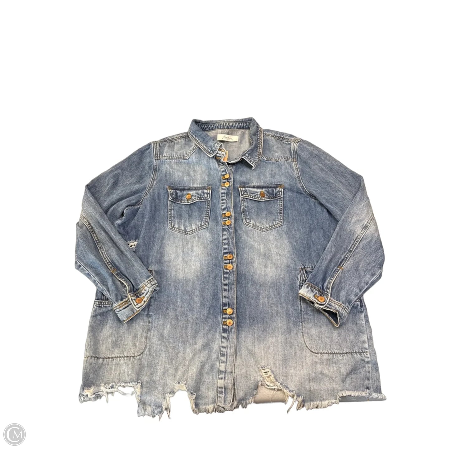 Jacket Denim By Kancan In Blue Denim, Size: L