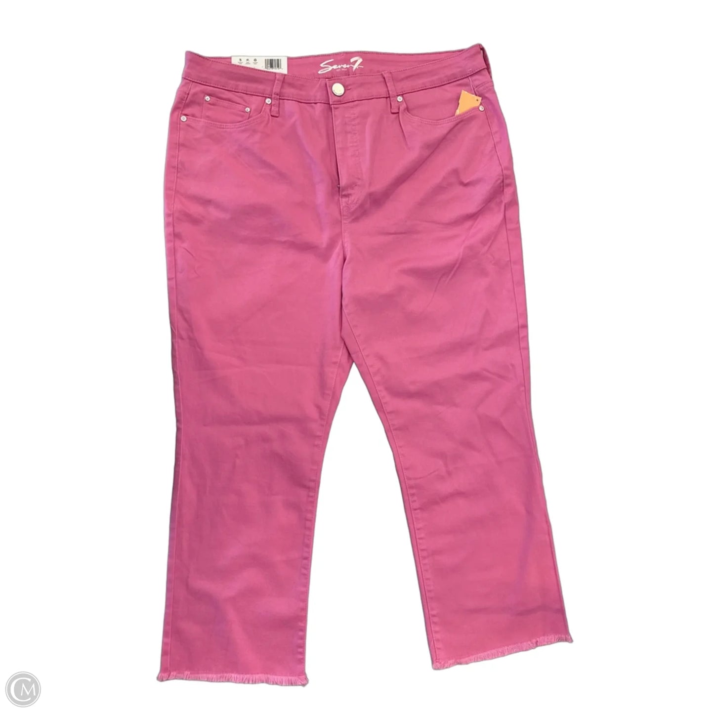 Jeans Cropped By Seven 7 In Pink Denim, Size: 18